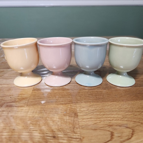 Hallmark Ceramic Easter Egg Cups w/bunny motif set of 4- pastel colors, 3" tall - Picture 2 of 4